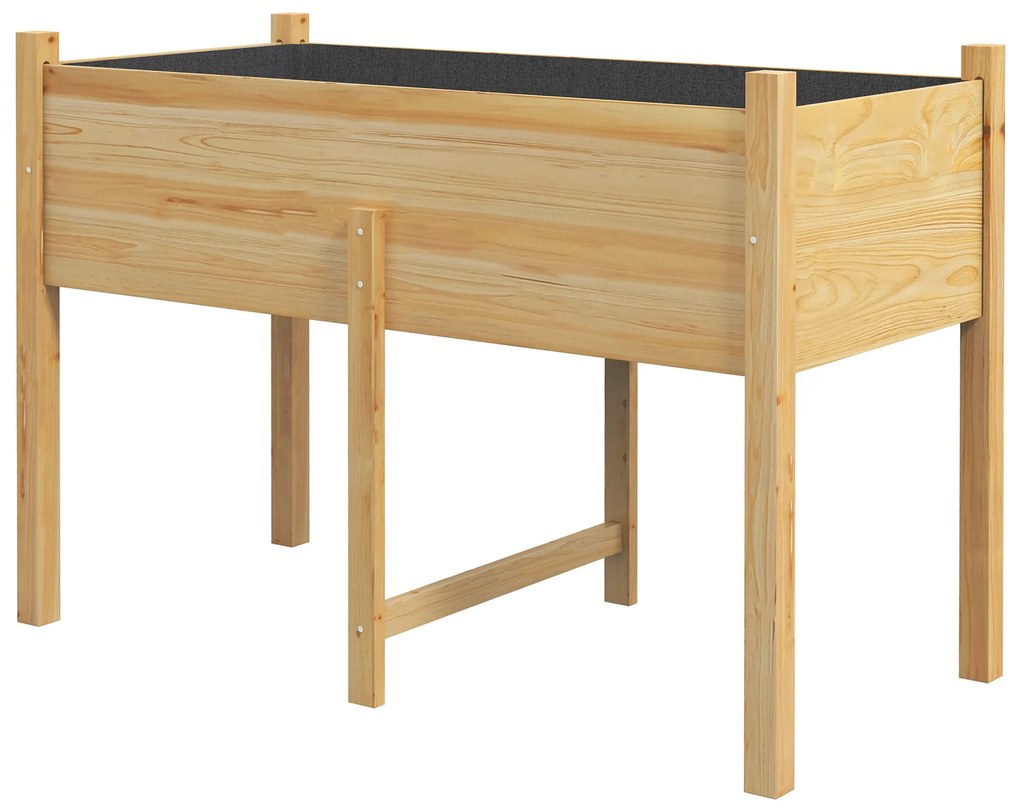 Mesa de Cultivo de Madeira Floreira Elevada 115x55x80 cm com Tecido não Tecido para Cultivo de Plantas Verduras Flores Madeira