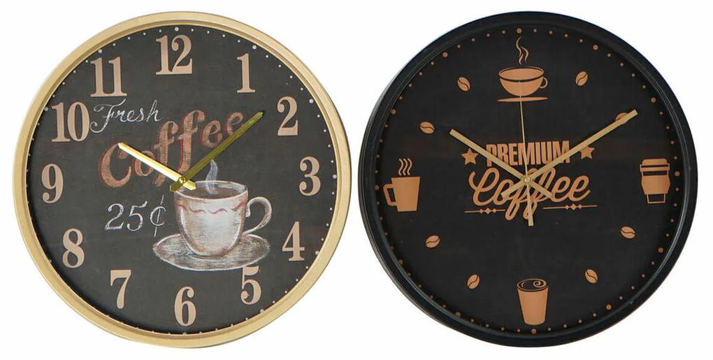 Relógio de Parede DKD Home Decor Cristal Preto Café Ferro (2 pcs) (40 x 6 x 40 cm)