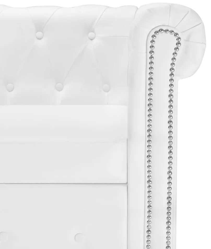 Sofá Chesterfield em forma de L couro artificial branco