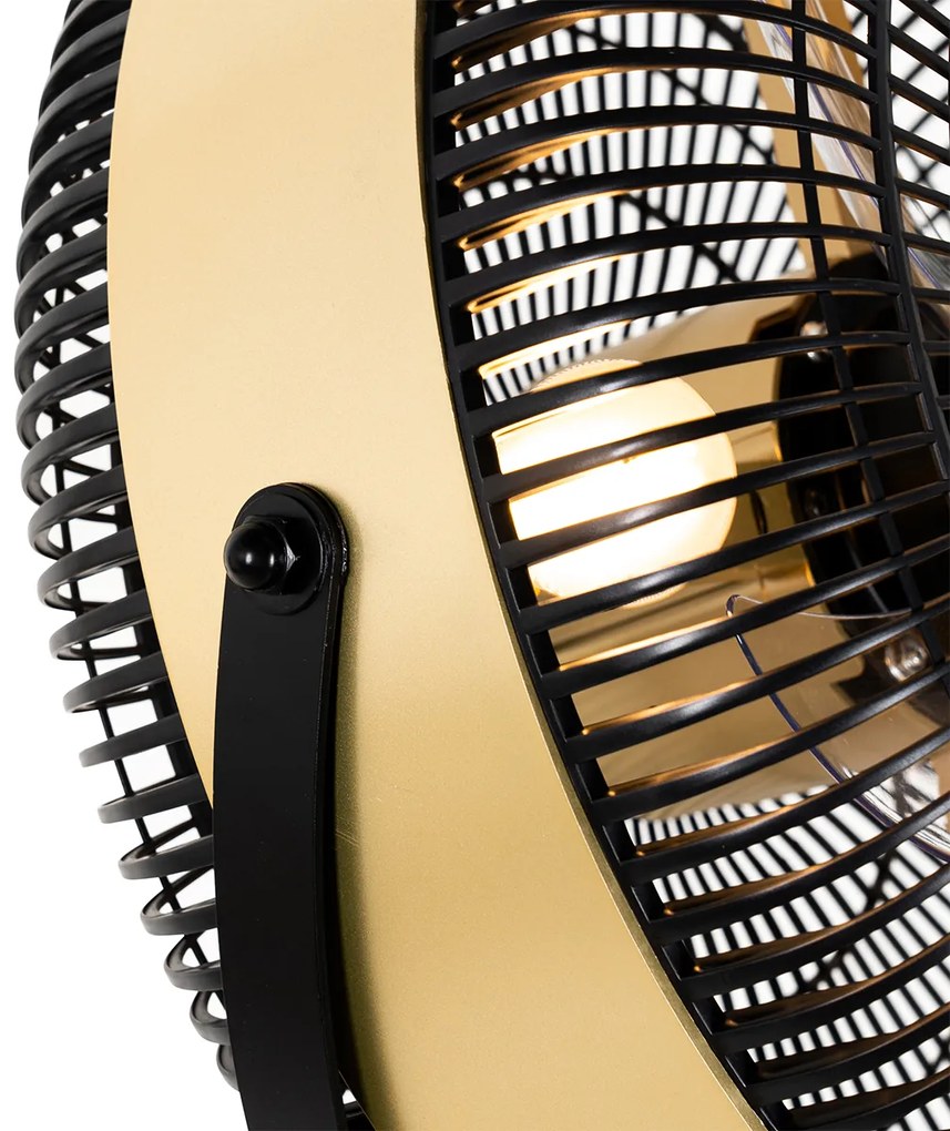 Ventilador de chão preto com dourado 4 luzes regulável - Kim Moderno