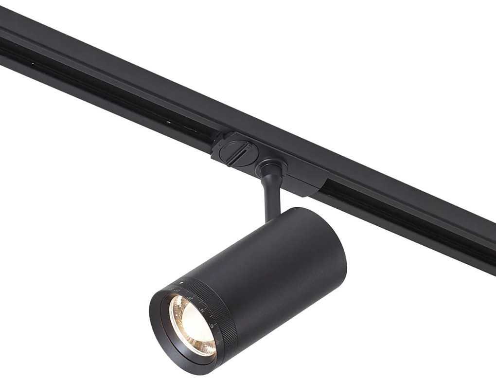 Foco moderno preto para sistema de calha monofásico com LED giratório e inclinável - Iconic Zoom