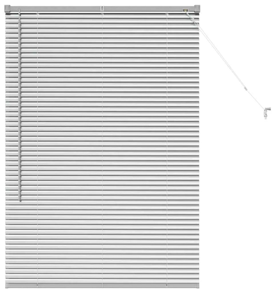 Persiana de Janela com cortinas Manual Prata 80 x 130 cm Alumínio