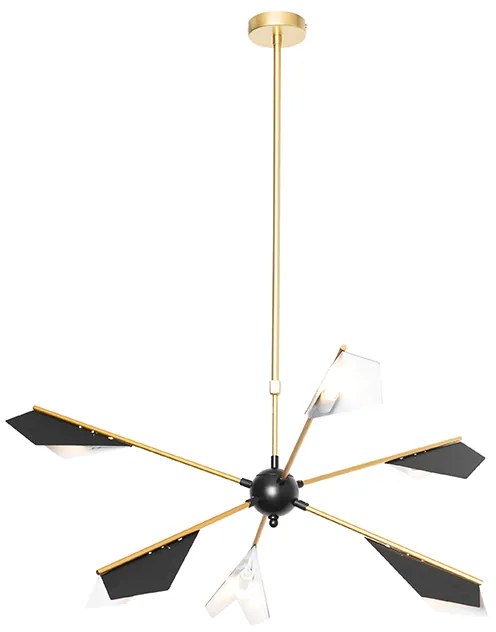 Candeeiro de suspensão design preto e dourado 6 luzes - Sinem Design