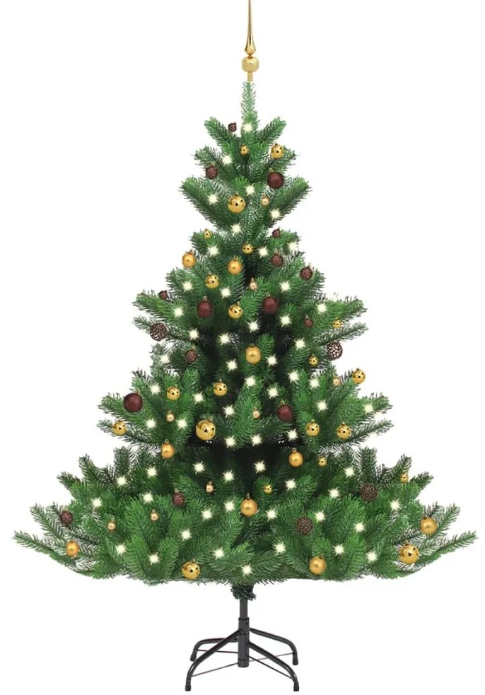 vidaXL Árvore Natal artif. c/ LEDs/bolas 210 cm abeto caucasiano verde