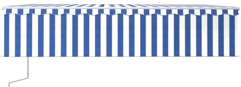 Toldo automático c/ estore/LED/sensor de vento 6x3m azul/branco