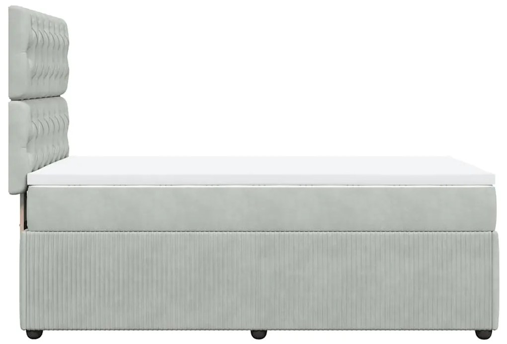 Cama com molas/colchão 100x200 cm veludo cinza-claro