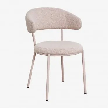 Cadeira De Jantar Em Tecido Verilo Bouclé Bouclé Cor-de-rosa - Sklum