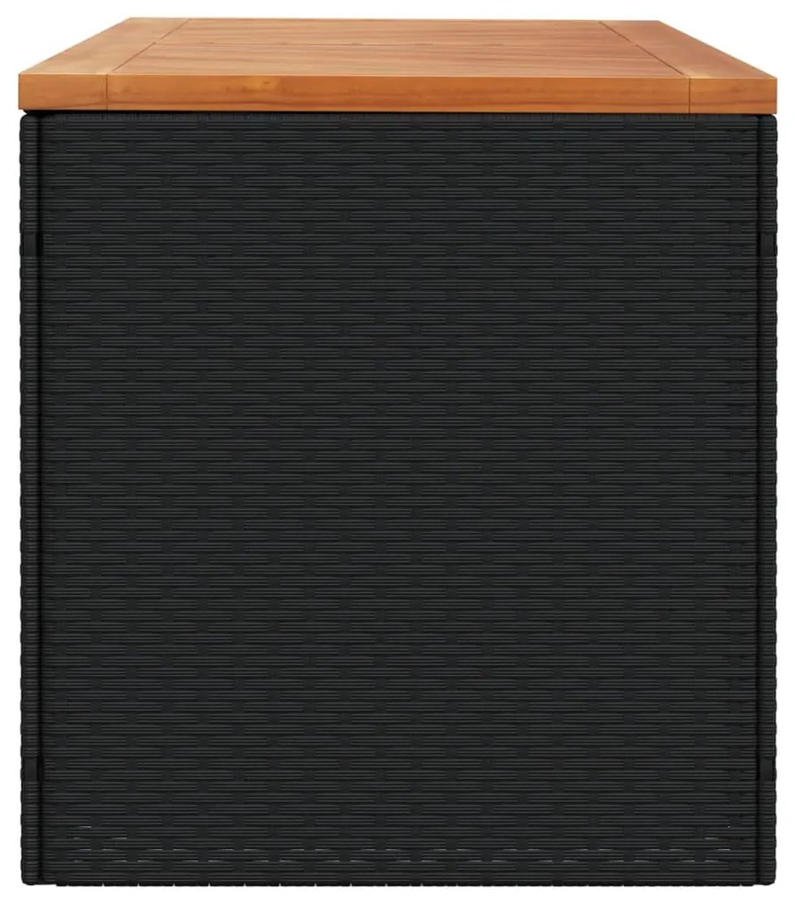 Caixa arrumação jardim 220x50x54 cm vime PE/acácia maciça preto