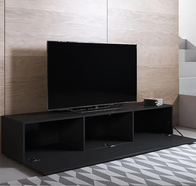 Móvel de TV Lukes de 160cm - Preto Brilhante - Design Moderno