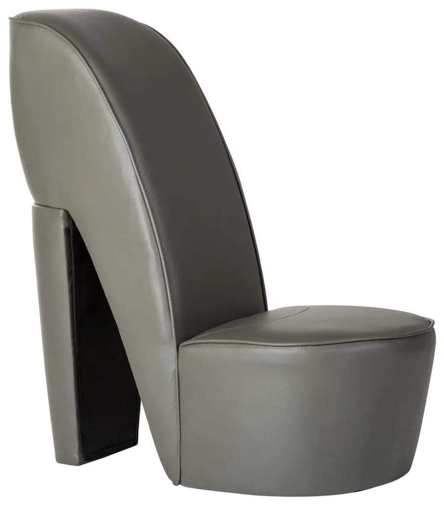 Cadeira estilo sapato de salto alto couro artificial cinzento