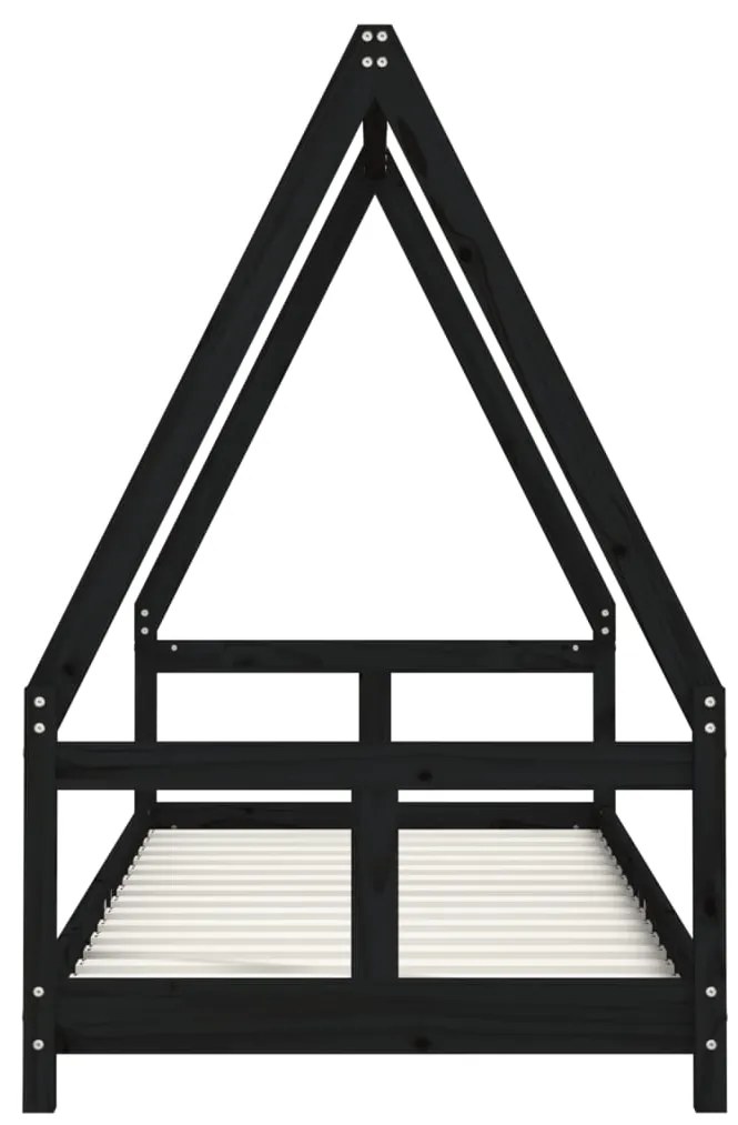 Estrutura de cama infantil 80x200 cm pinho maciço preto