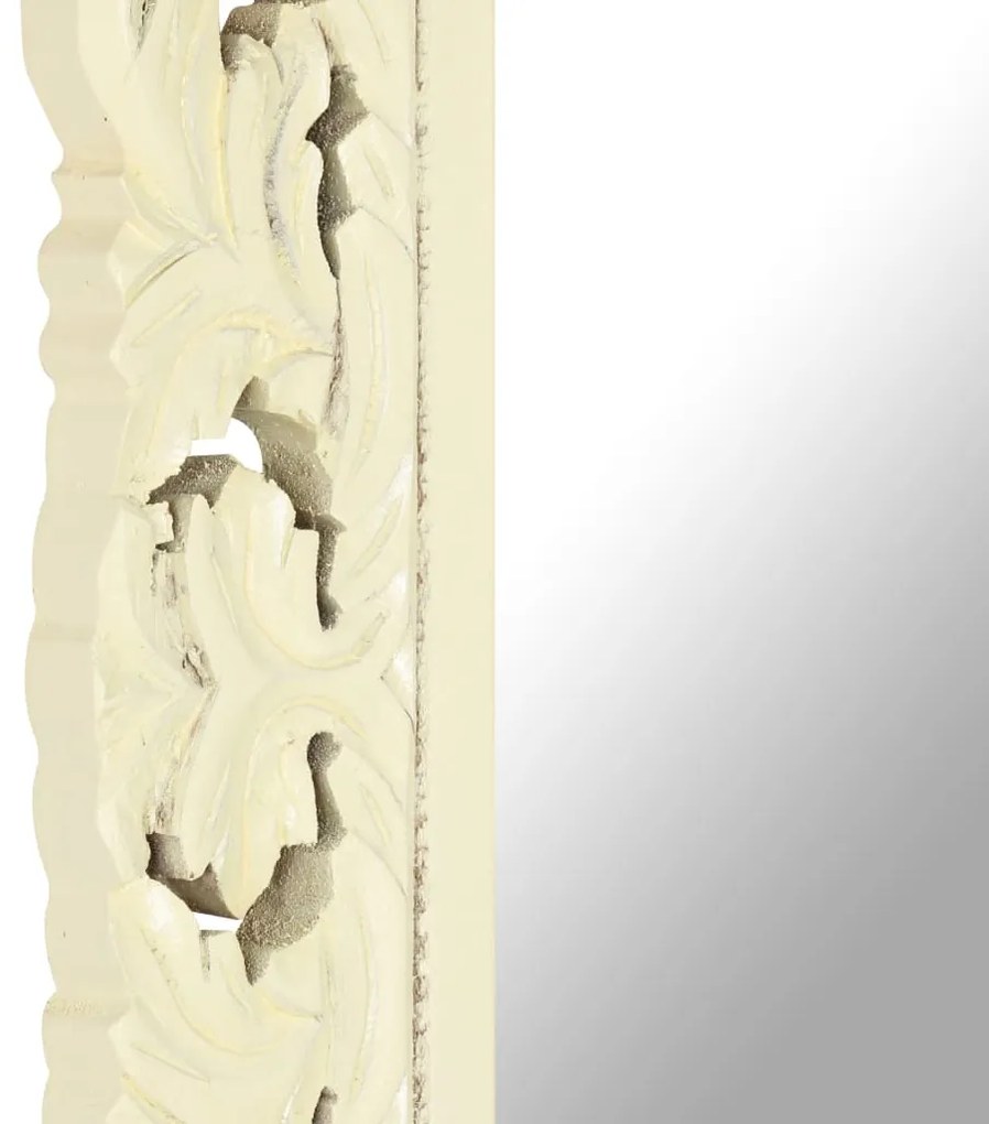 Espelho esculpido à mão 80x50 cm mangueira maciça branco