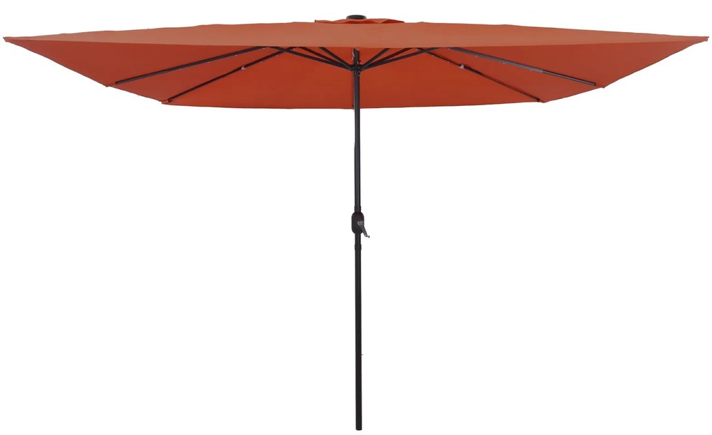 Parasol de Jardim Quadrado vidaXL com Luzes LED 295x245 cm Terracota