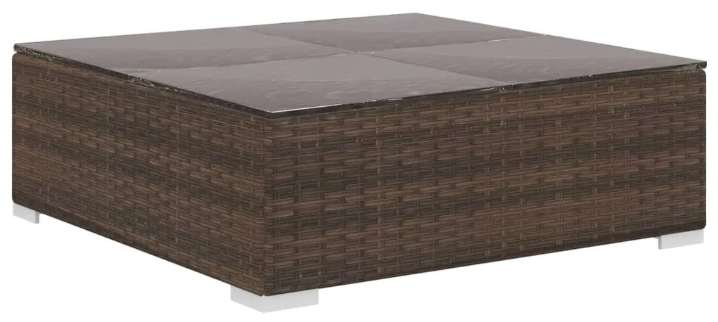 4 pcs conjunto lounge jardim c/ almofadões vime PE castanho