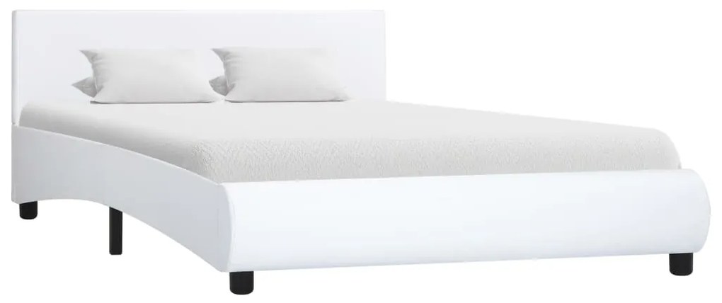 Estrutura de cama 140x200 cm couro artificial branco