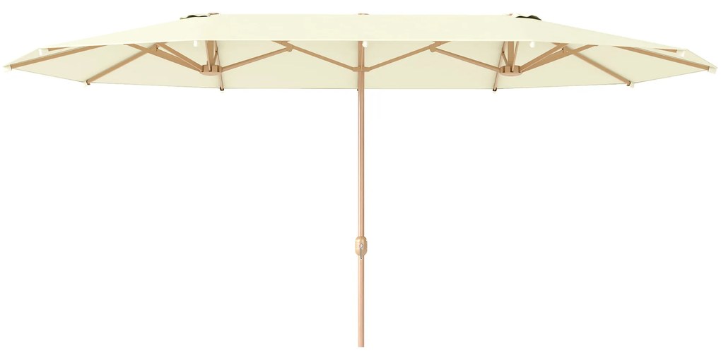 Outsunny Chapéu de Sol Duplo 4,55x2,65 m Chapéu de Sol de Exterior com Manivela Manual e Proteção Solar Chapéu de Sol Grande Bege