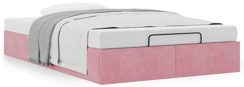 Ottoman Bed Frame No Colchão Rosa 120x190 cm Veludo