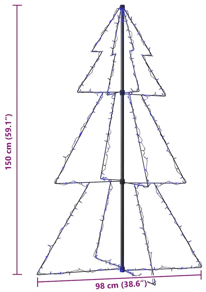 Árvore de Natal em cone 200 LEDs 98x150 cm interior e exterior