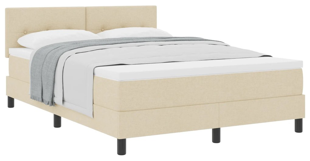 Cama Box Spring com Colchão Creme 140x200 cm Tecido