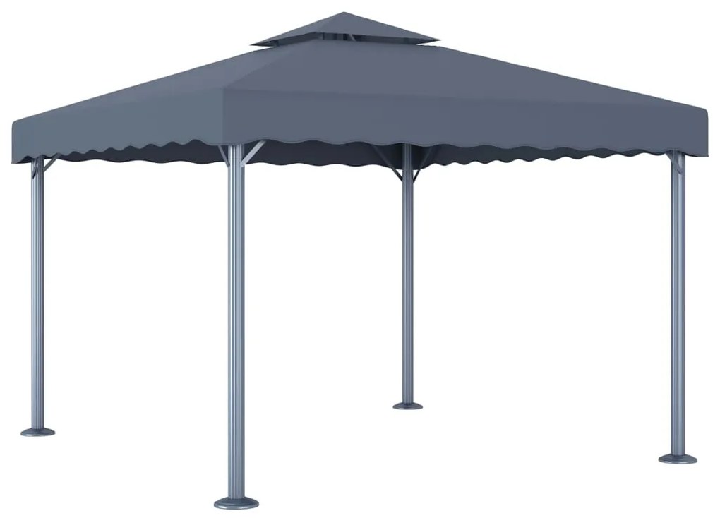 Gazebo com cordões de luzes LED 300x300 cm alumínio antracite