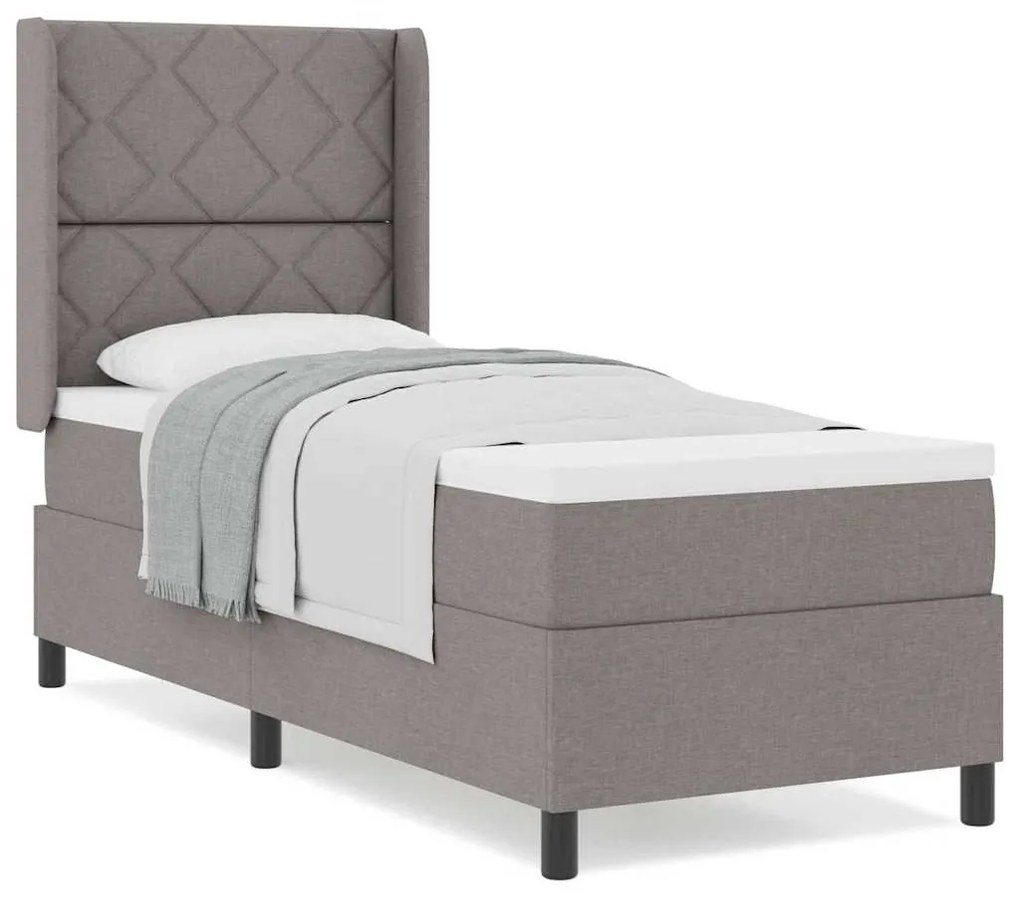 Cama com Estrado e Colchão Taupe 80x200 cm Tecido