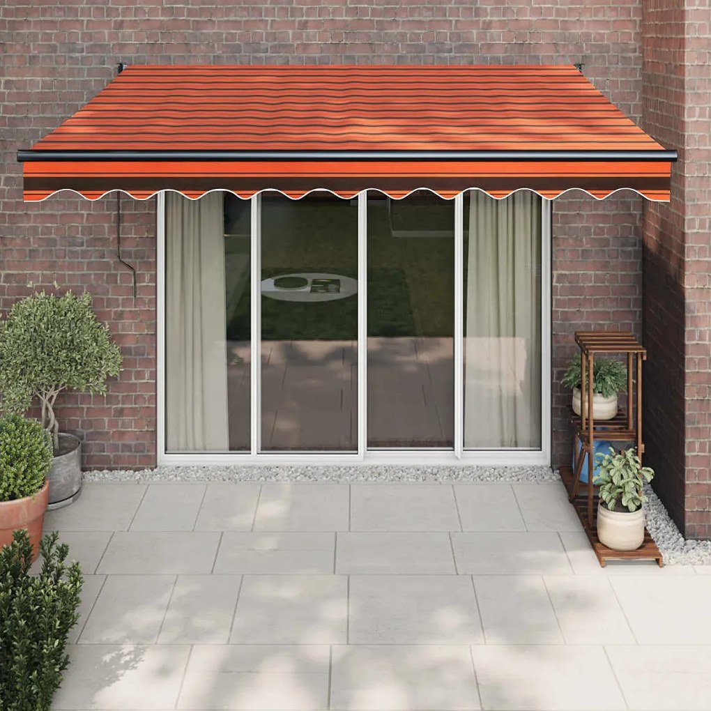 Toldo retrátil automático 3,5x2,5 m laranja e castanho