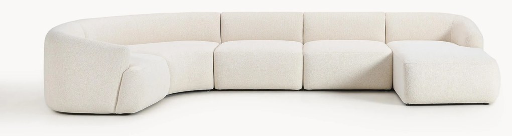 Sofá de canto comprido modular em bouclé Sofia