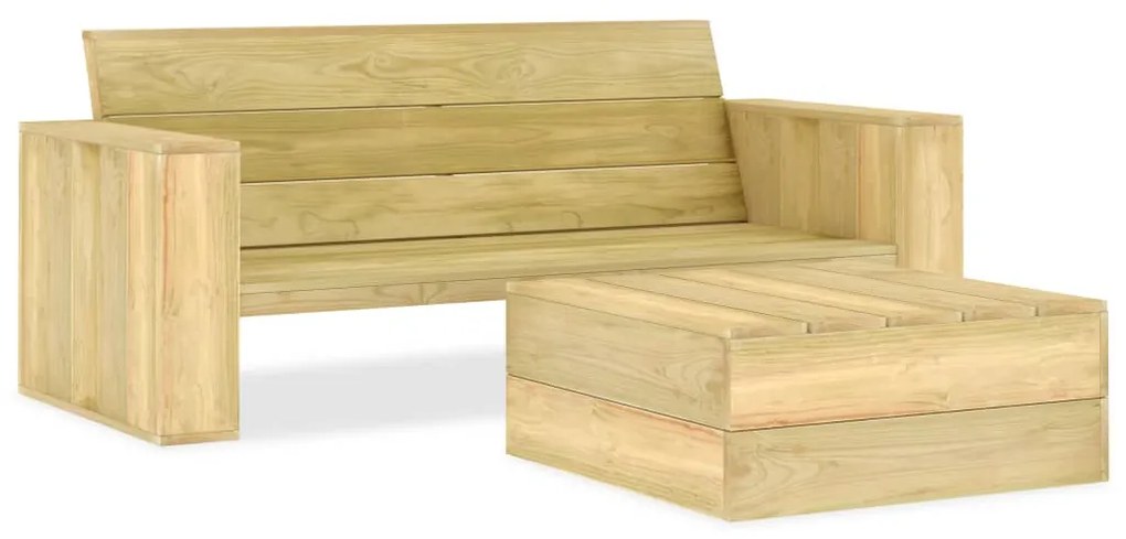 vidaXL 2 pcs conjunto lounge de jardim madeira de pinho impregnada