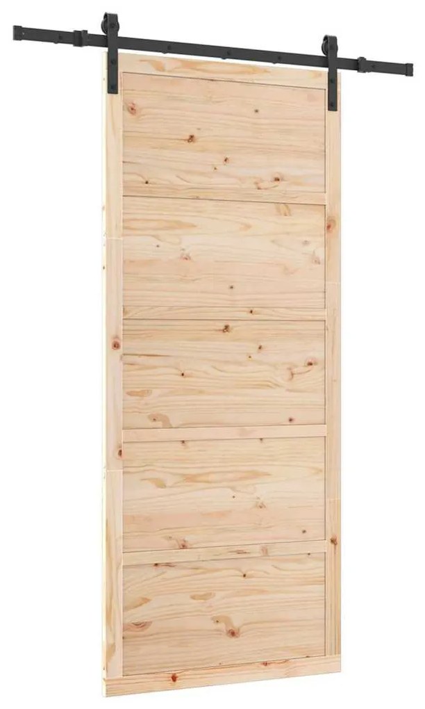 Porta Deslizante Castanho 80 x 208 cm Madeira de pinho maciça