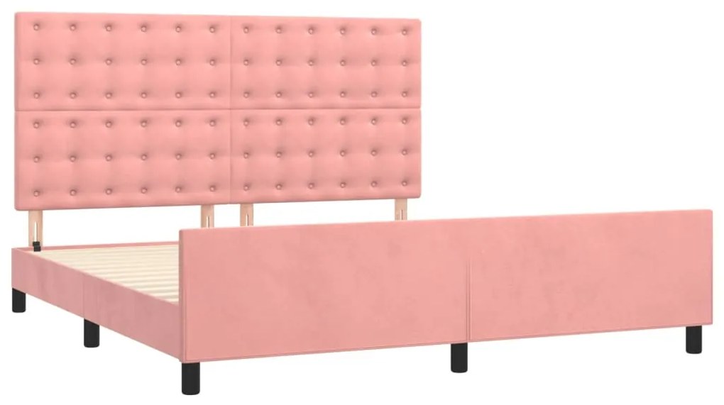 Estrutura de cama c/ cabeceira 180x200 cm veludo rosa