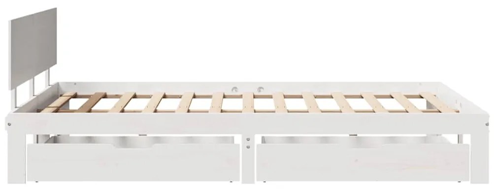 Estrutura de cama c/ gavetas 120x200 cm pinho maciço branco
