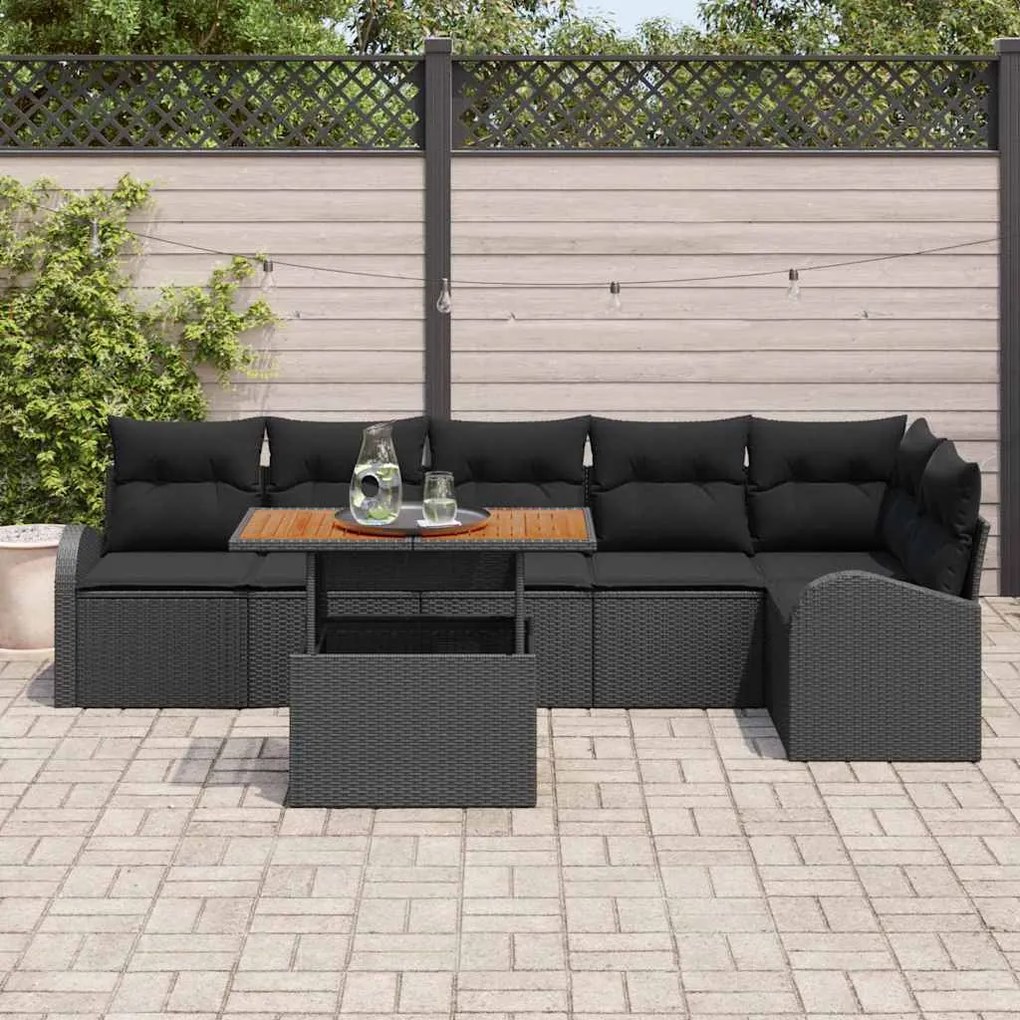 Conjunto de Jantar de Jardim 7 Peças com Almofadas, Rattan Sintético P