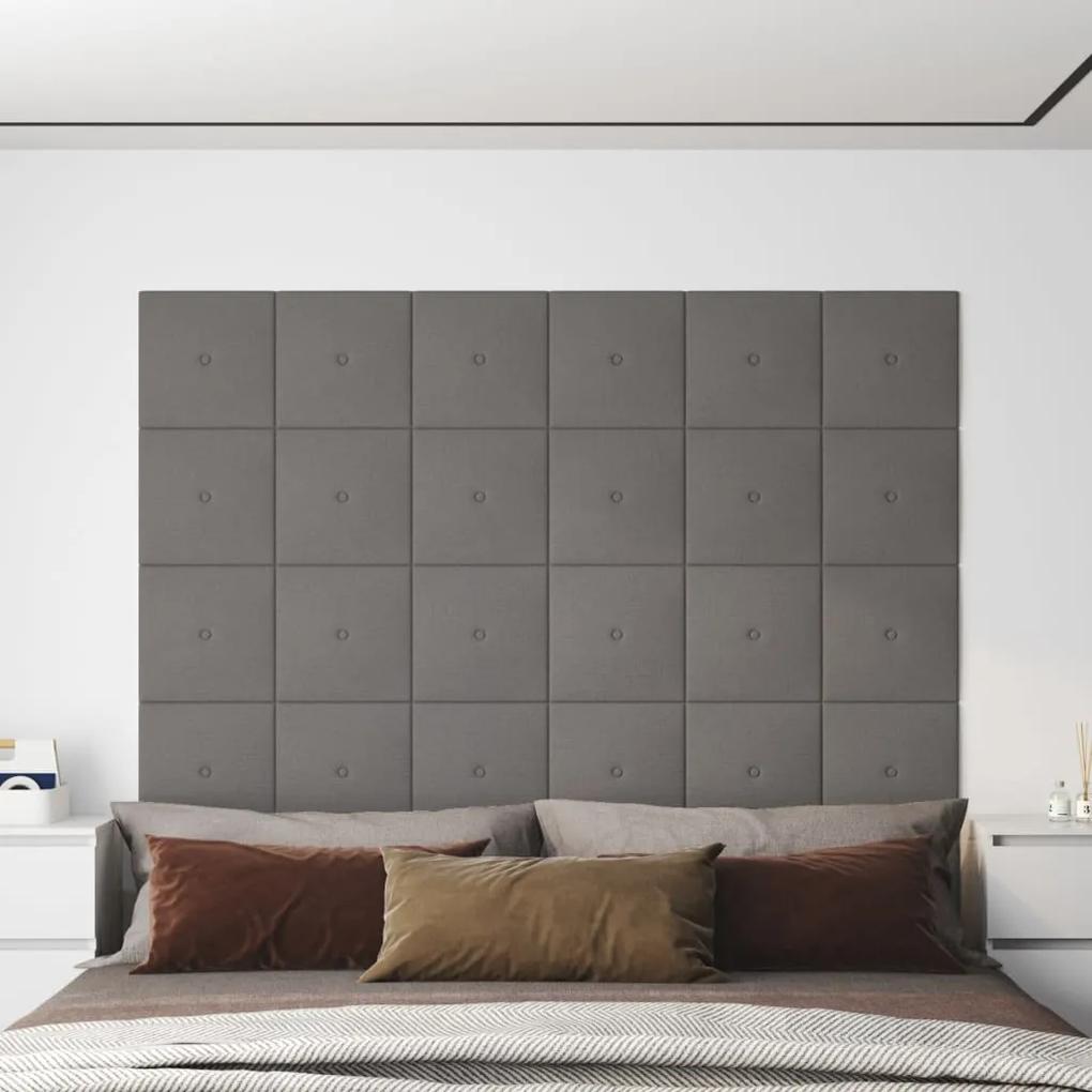 343957 vidaXL Painel de parede 12 pcs 30x30 cm tecido 1,08 m² cor cinza-claro