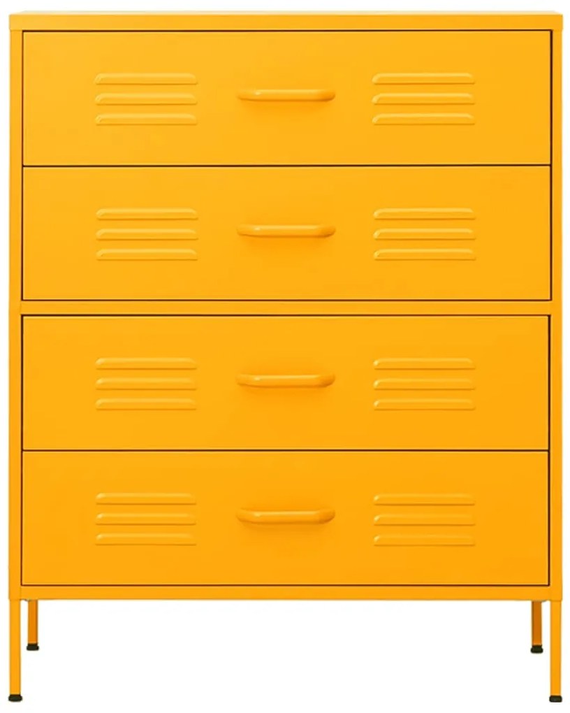 Cómoda/aparador com gavetas aço 80x35x101,5 cm amarelo mostarda