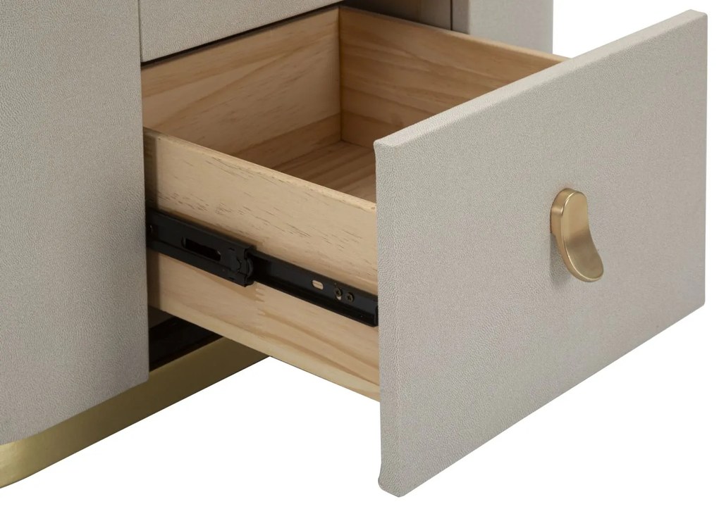 MESA DE CABECEIRA BEAUTY 60X40X47 CM CREME E DOURADO