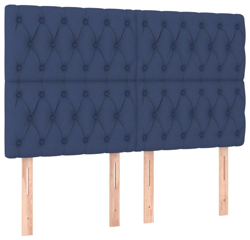 Estrutura de cama sem colchão 140x200 cm tecido azul