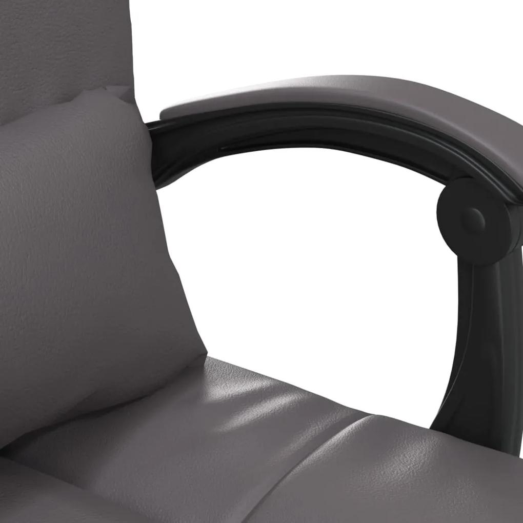 Cadeira escritório massagens reclinável couro artificial cinza