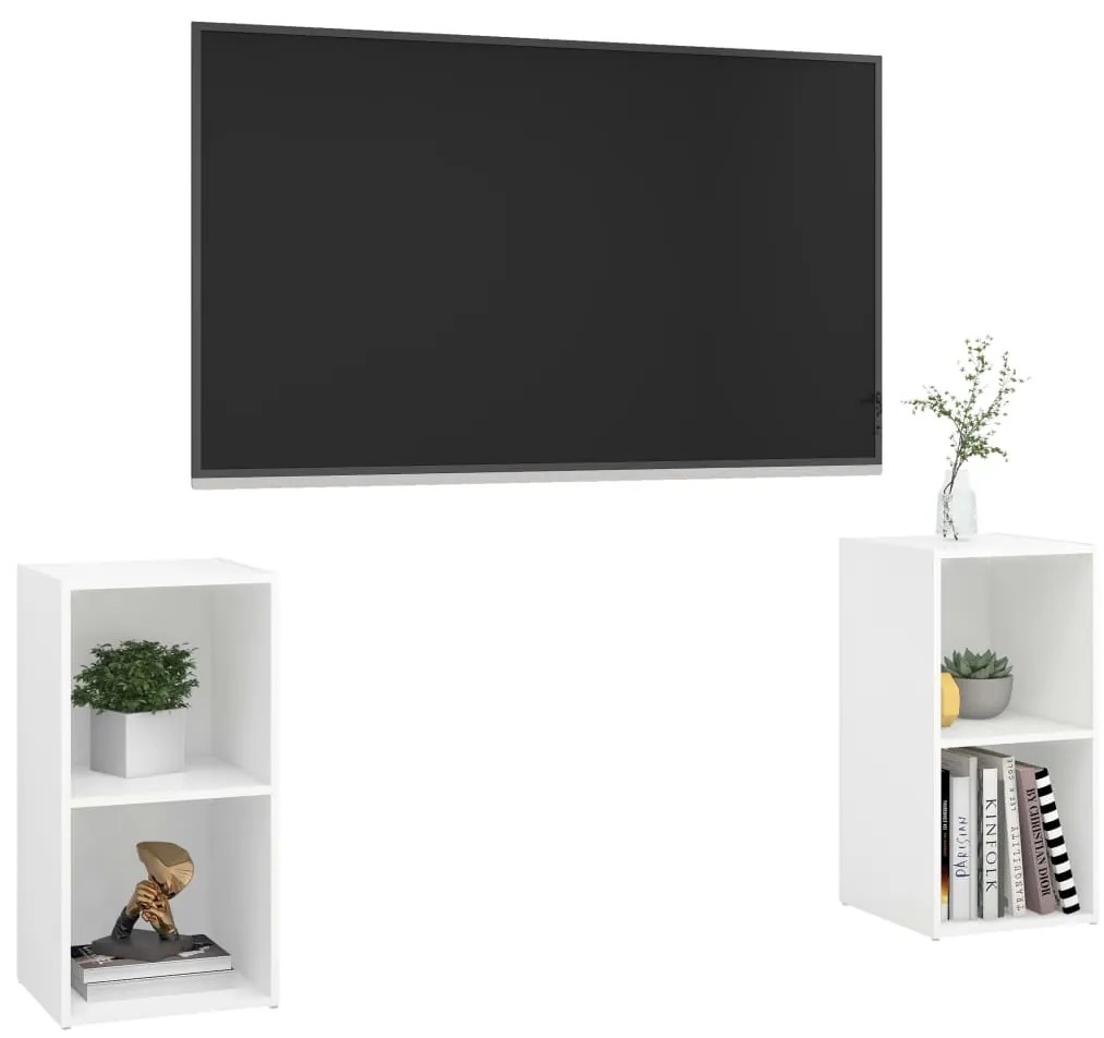 Móveis de TV 2 pcs 72x35x36,5 cm derivados de madeira branco