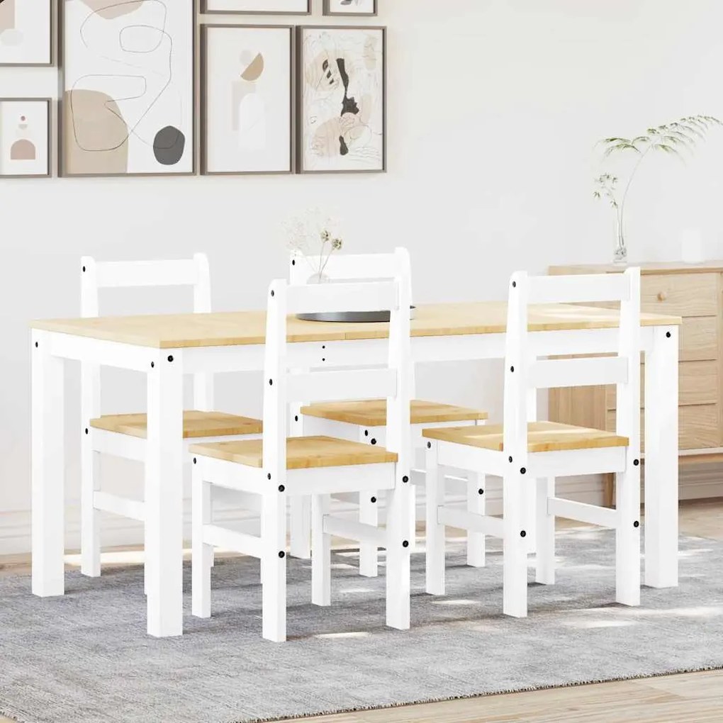 5 pcs conjunto de jantar Panama madeira pinho maciça branco