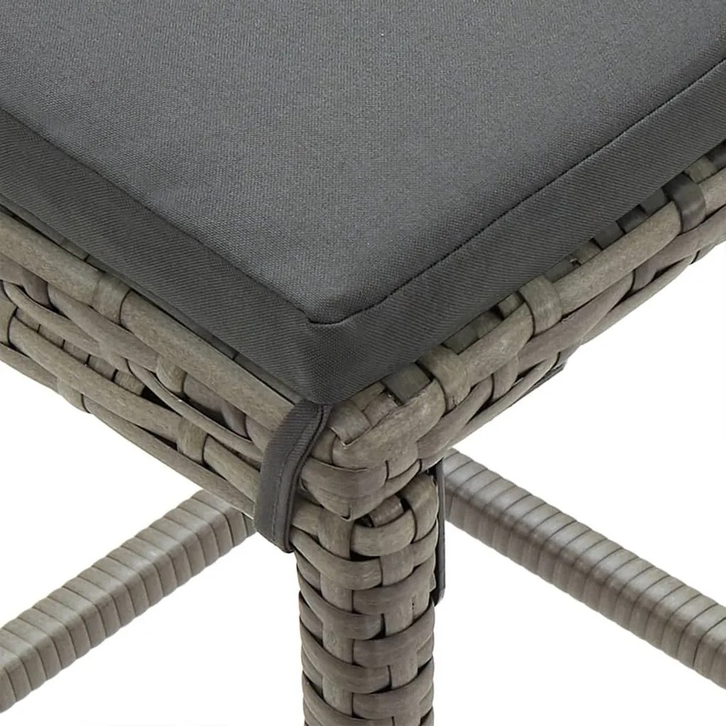3 pcs conjunto de bar p/ jardim acácia maciça/vime PE cinzento