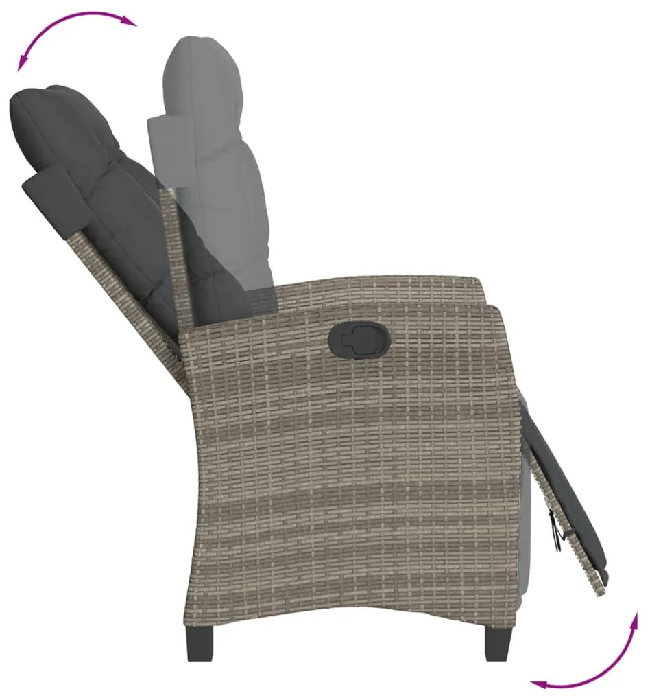 9 pcs conjunto de jantar p/ jardim c/ almofadões vime PE cinza