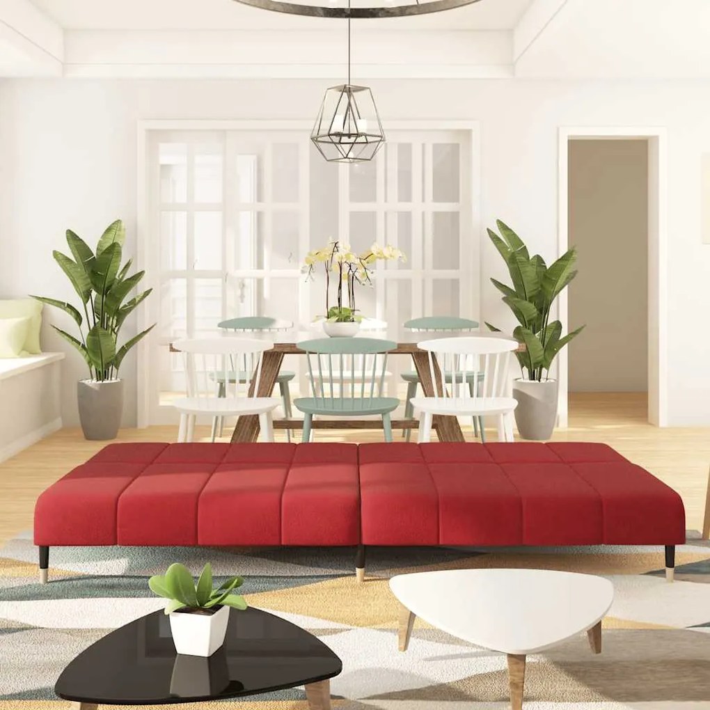 Sofá-cama de 2 lugares veludo vermelho tinto