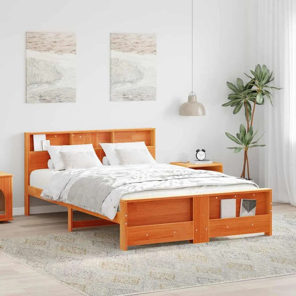 vidaXL Estrutura da Cama com cabeceira Castanho-mel 150 x 200 cm
