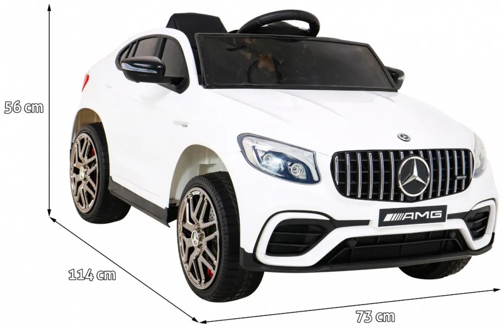 Carro elétrico para Crianças 12V 4x4 Mercedes Benz GLC63S Rodas de EVA, Assento de couro Branco