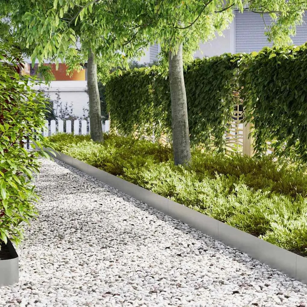 vidaXL Acabamento para Gramado 30 pcs Prateado 100 x 0.05 x 20 cm