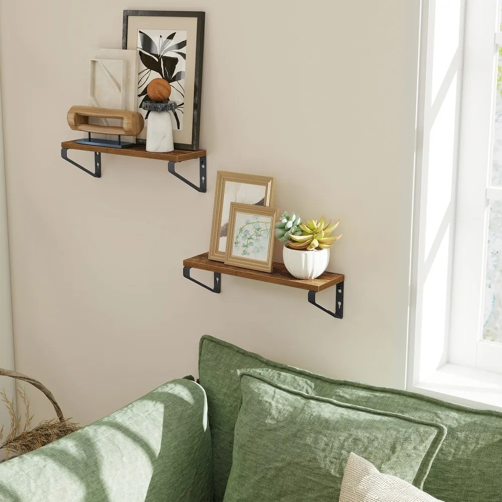 Conjunto de 2 prateleiras estante suspensa 12,7 x 40 x 11,2 cm castanho-preto