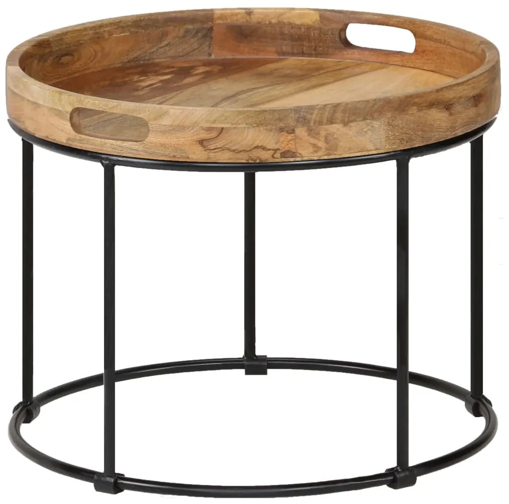Mesa de centro madeira de mangueira maciça e aço 50x40 cm