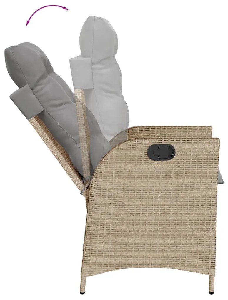 9 pcs conjunto de jantar p/ jardim com almofadões vime PE bege