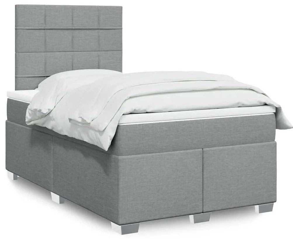 Cama com molas/colchão 120x200 cm tecido cinza-claro