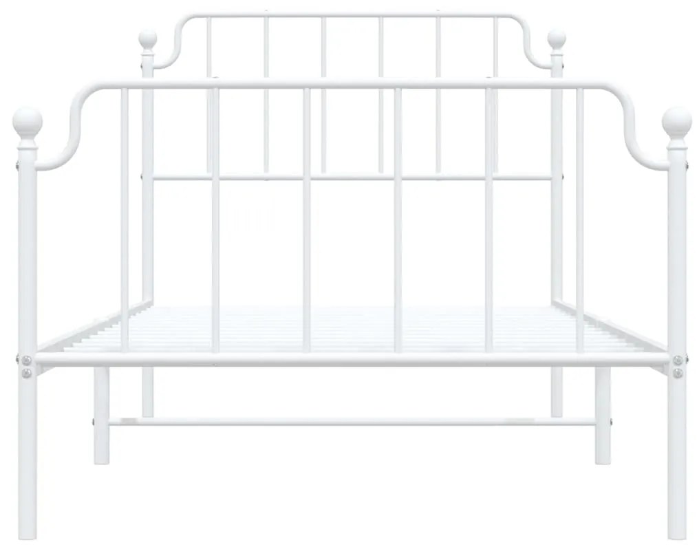 Estrutura de cama com cabeceira e pés 100x190 cm metal branco